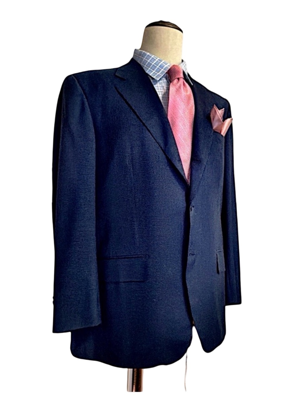 Bijan Men’s Navy Micro-Check Suit | Super 100’s Wool | Luxury Italian Tailoring - Picture 3 of 13
